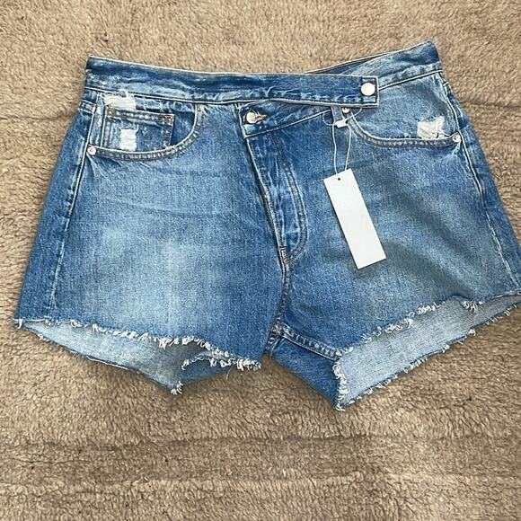EB Denim Cross Over Jean Shorts Size 31 New Retails $195 - Picture 3 of 10